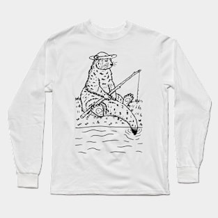 Fishing Otter || Sleepy Pals- outline Long Sleeve T-Shirt